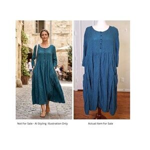 Grizas Silk Lagenlook Dress Women L Textured Pocket Minimalist Boho Asymmetric